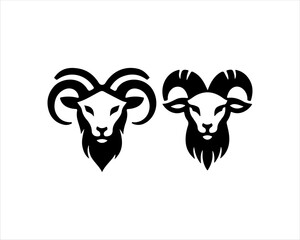 Silhouette Goat Logo Design Icon Symbol Vector Template. Black Goat Head Logo Vector Illustration 