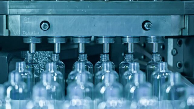 Production Of Plastic Bottles For Mineral Water. The packaging industry.