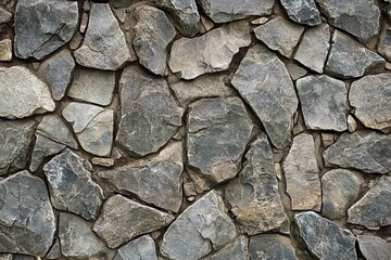 Fototapeta premium A Close-Up View of a Gray Stone Wall with Irregularly Shaped Stones
