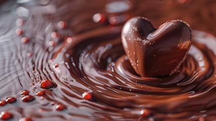 A heart in molten liquid chocolate