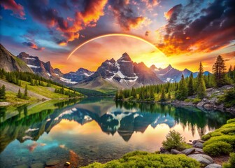 Stunning Travel Landscape Logo Design Featuring Majestic Mountains, Vibrant Sunsets, and Serene Lakes, Perfect for Adventure and Nature-Focused Brands and Travel Agencies