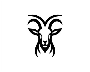 Silhouette Goat Logo Design Icon Symbol Vector Template. Black Goat Head Logo Vector Illustration 