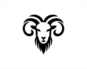 Silhouette Goat Logo Design Icon Symbol Vector Template. Black Goat Head Logo Vector Illustration 