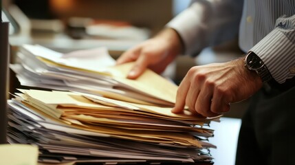 Attorney offering immigration advice, organized legal documents in office,