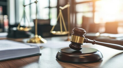 Attorney providing legal advice for startups, organized workspace, bright room,