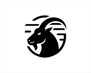 Silhouette Goat Logo Design Icon Symbol Vector Template. Black Goat Head Logo Vector Illustration 