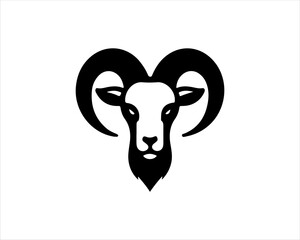 Silhouette Goat Logo Design Icon Symbol Vector Template. Black Goat Head Logo Vector Illustration 