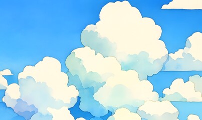 Bright Sunny Sky with Clouds in Blue Background, Generative AI 