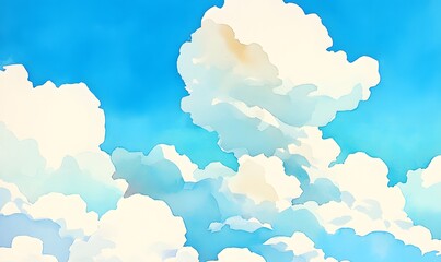 Bright Sunny Sky with Clouds in Blue Background, Generative AI 