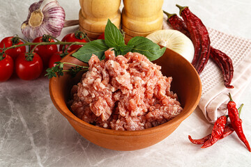 Raw minced pork uncooked meat