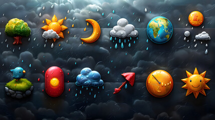 many type of emoji. AI generative.