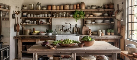 Naklejka premium kitchen interior with utensils