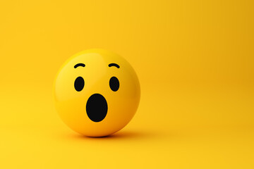 Yellow emoji expressing surprise on yellow background
