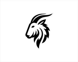Silhouette Goat Logo Design Icon Symbol Vector Template. Black Goat Head Logo Vector Illustration 
