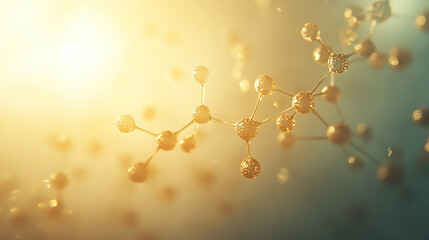 Shiny Beige Serum Molecules Close-Up, AI Crafted Beauty Product Concept