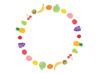 果物_フラットデザインの円形フレーム