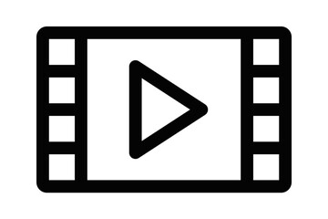 Outline icon of a video player, symbolizing media playback. Editable stroke.