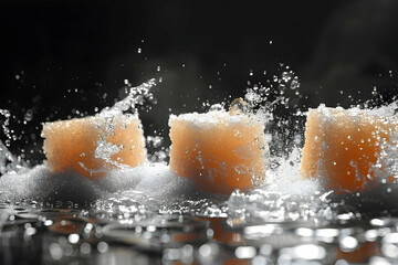 Cubes of sugar on black background