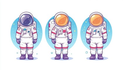 Obraz premium Explore the whimsical world of cartoon flat design featuring astronaut characters in space text book illustrations