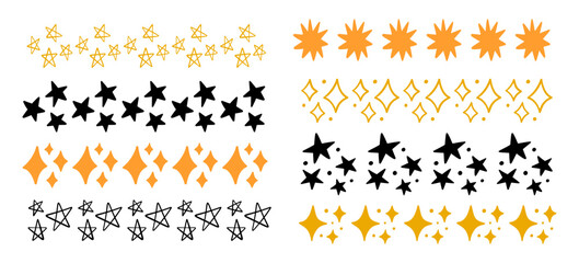 Scribble Stars Suns Doodle Borders Strokes Set