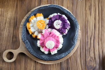 Carabikang a traditional food from Indonesia made from rice flour, coconut milk and sugar. Sweet taste. 