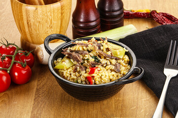Bulgur with lamb and vegetables