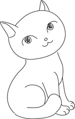 white cat looking forward sitting and smiling, stock vector