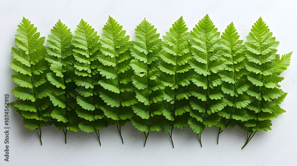 Poster lush,vibrant green fern leaves forming a serene,natural backdrop. the intricate patterns and texture