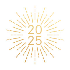 Obraz premium 2025 gold numbers with fireworks, vector burst logo
