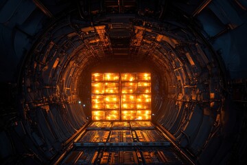 Plane cargo hold filled with colorful packages ready for global delivery and transport.