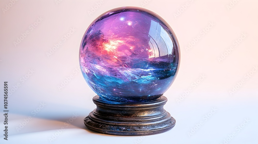 Leinwandbilder mesmerizing holographic crystal sphere - ethereal cosmic orb reflecting prismatic light and color in