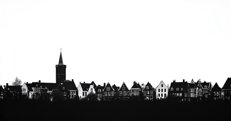 Obraz premium Silhouette of the skyline in black on white background
