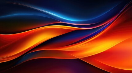 Naklejka premium Vibrant Abstract Waves with a Playful Dance of Warm and Cool Colors Creating a Stunning Visual Contrast and Dynamic Flow in a Captivating Background Design