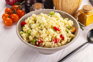 Vegan cuisine couscous with vegetables