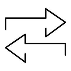 Abstract exchanging icon with two curved arrows forming a loop, representing concepts of trade, transfer, and change, isolated on a clean white background for versatility.