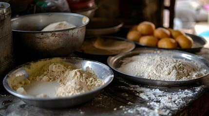 Fototapeta premium Diwali, Festive kitchen scene with ingredients
