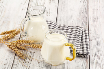 Organic milk in the glass