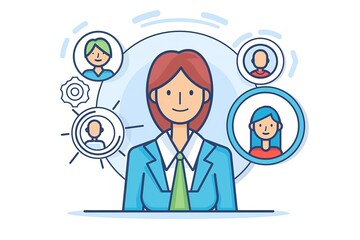 Business communication among amicable colleagues. Cartoon illustration of work team. Manager assigning tasks to their employees