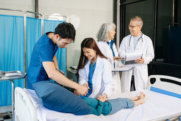 Healthcare with vibrant images of doctors and nurses caring for young patients, emphasizing teamwork, empathy