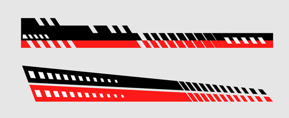 Set of simple car stripes. Car race stripes. Racing line sticker design. Graphic sport decal vinyl element. Automobile decoration. Racing design element
