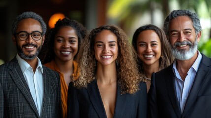 Fototapeta premium Diverse business group from Brazil, including youth and elderly, professional attire, isolated, white background