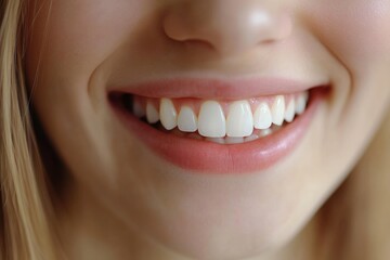 Fototapeta premium A close-up shot of a woman brushing her teeth, focusing on the smile and toothbrush