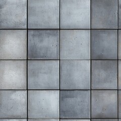 Naklejka premium A grid of grey concrete tiles, each varying in shade, creating a textured, urban aesthetic suitable for modern design.
