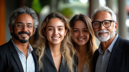 Fototapeta premium Group of Brazilian business professionals, mixed ages, including youth and elderly, isolated, white background