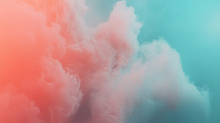 A dreamy abstract scene of pink clouds against a soft blue background