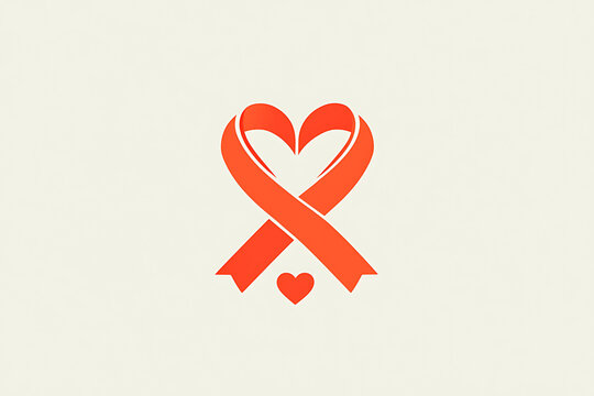 Red ribbon heart Awareness of Aids - Powered by Adobe