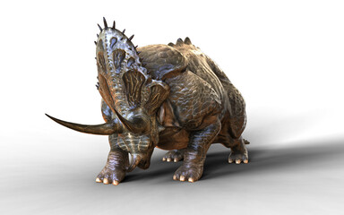 3d Illustration of a majestic dinosaurs in a prehistoric landscape isolated background with Clipping path. Triceratops dinosaurs.