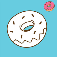 Illustration vector graphic of doughnut in line art style. Suitable for children coloring books.
