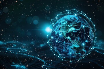 Obraz premium Digital Earth Connected by a Network of Lines