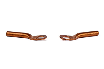 Copper lugs isolated on a white background
